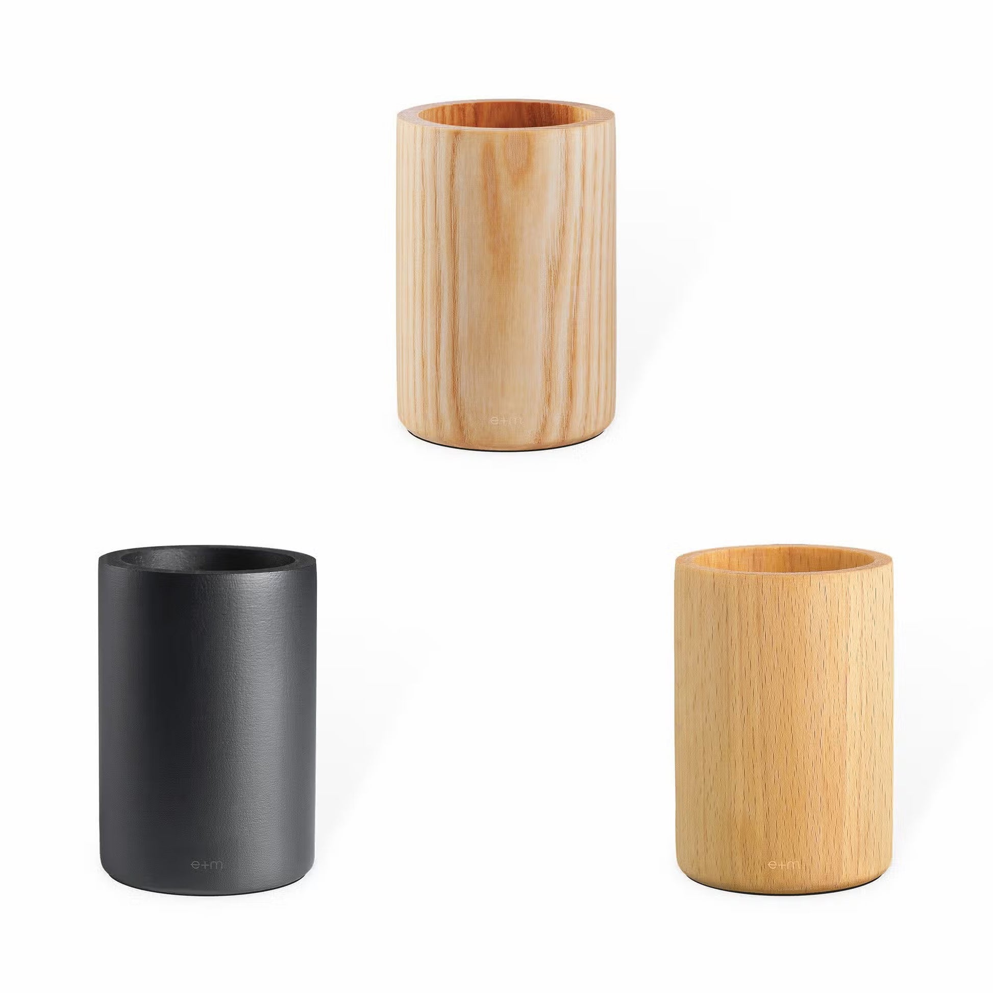 E+M Potbelly Beech, black, Ash Pen Cups Made in Germany Solid Wood