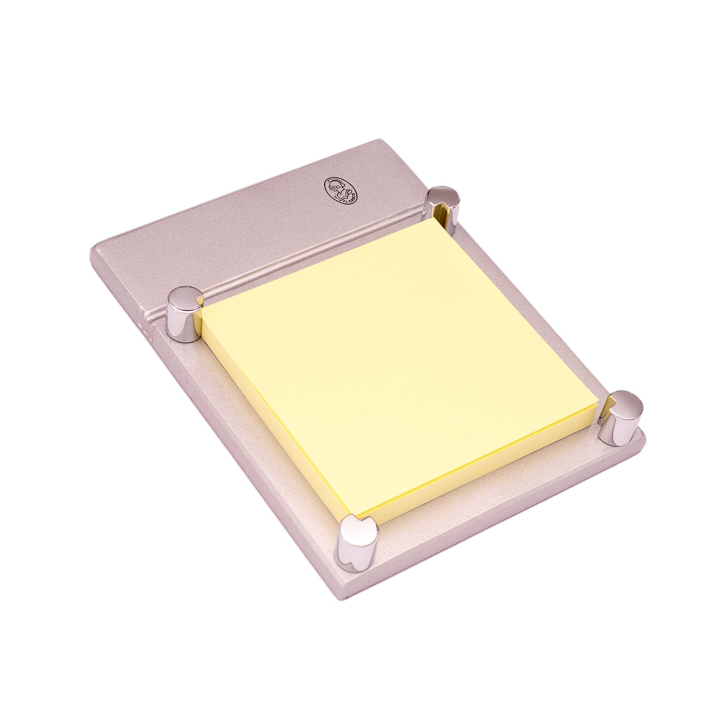El Casco Sticky Note Holder M-671CG - Gray Chrome - Made in Spain with sticky notes
