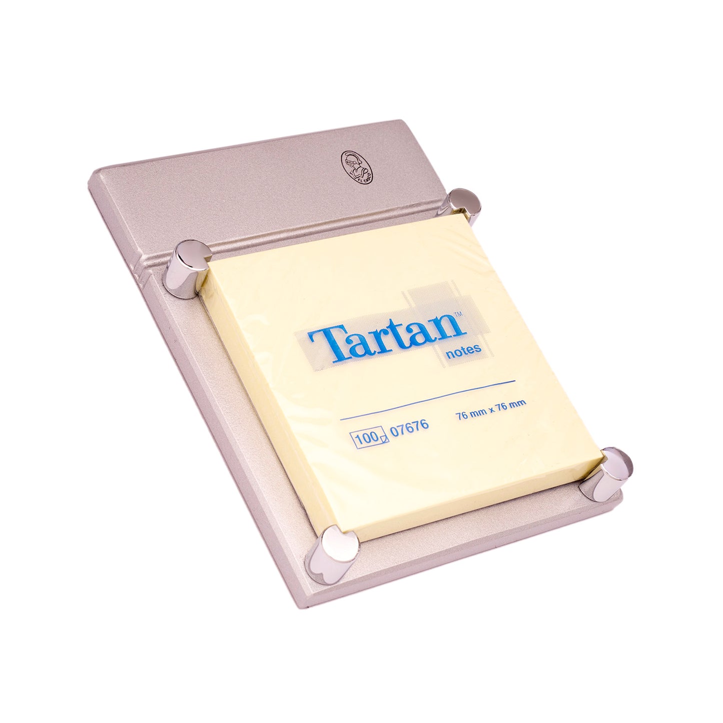 El Casco Sticky Note Holder M-671CG - Gray Chrome - Made in Spain with sticky notes