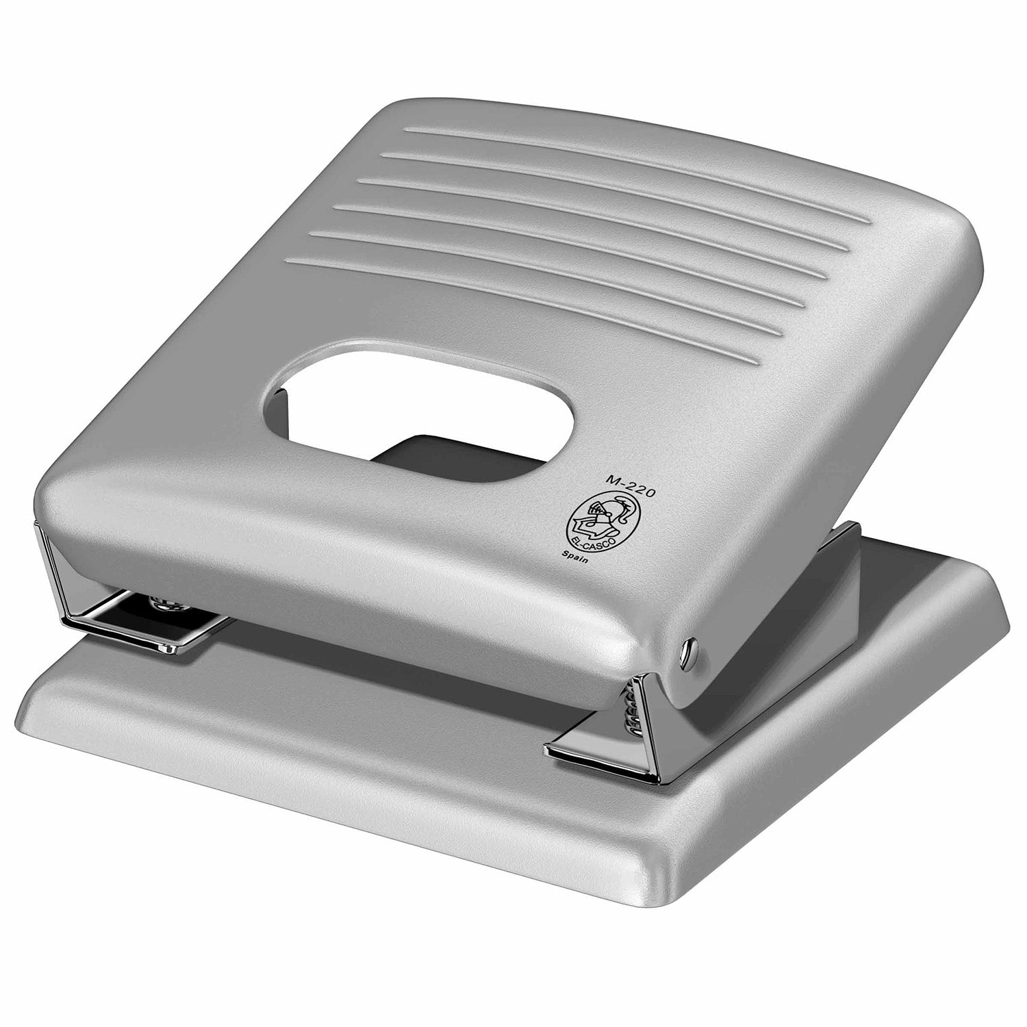 El Casco Two-Hole Punch - Gray Chrome - Made in Spain angle