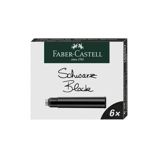 Faber-Castell Fountain Pen Ink - 6 Cartridges - Black - Permanent made in germany