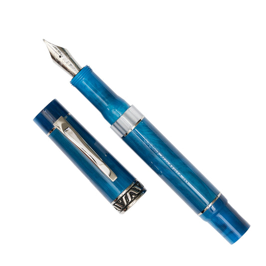Gioia Bellavista Fountain Pen - Acqua Azzurra uncapped made in italy