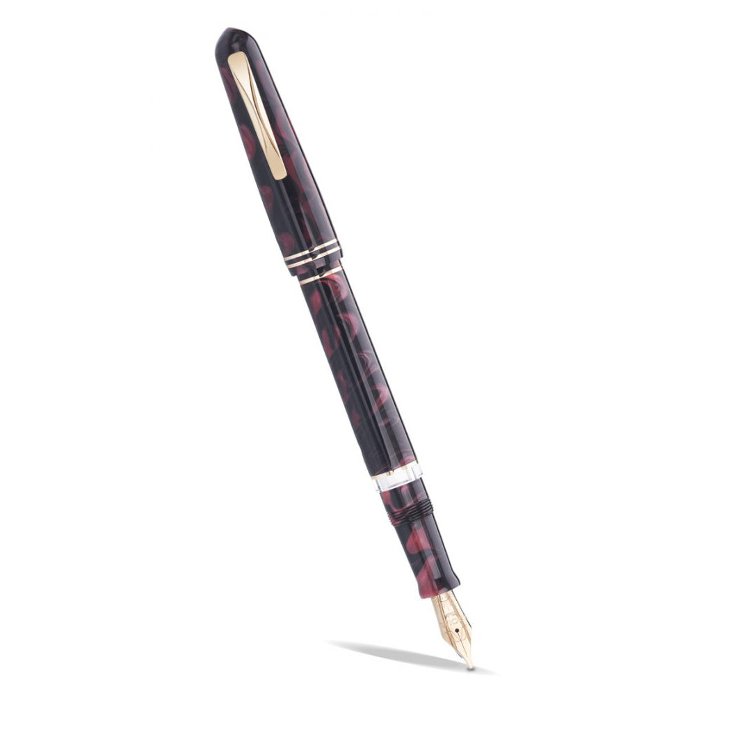 Gioia Metis Fountain Pen - Amaranto - Gold Trim Posted angle