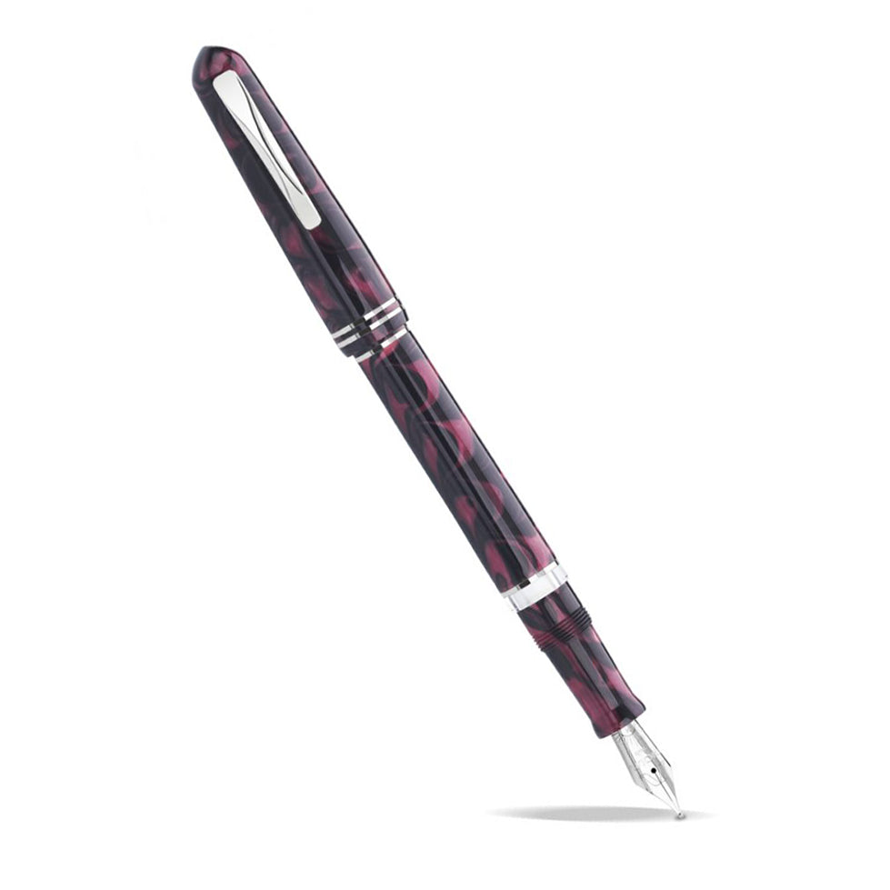 Gioia Metis Fountain Pen - Amaranto - Rhodium Trim posted