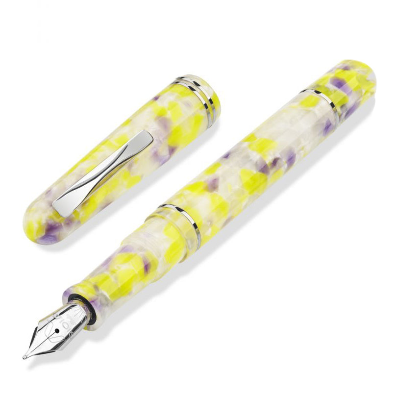 Gioia Metis Fountain Pen - Viola Colibri - Rhodium Trim Uncapped