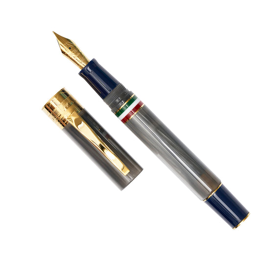 Gioia Partenope Fountain Pen + Rollerball - Madreperla - Gold Trim Made in Italy uncapped