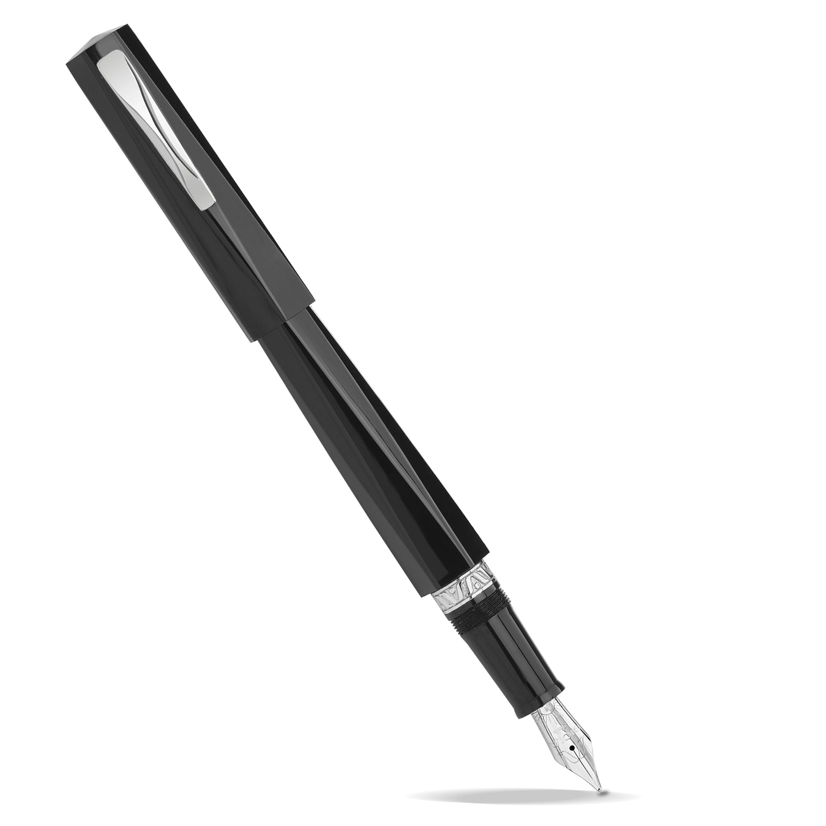 Gioia Sephora Fountain Pen - Noir - Silver Trim made in italy posted