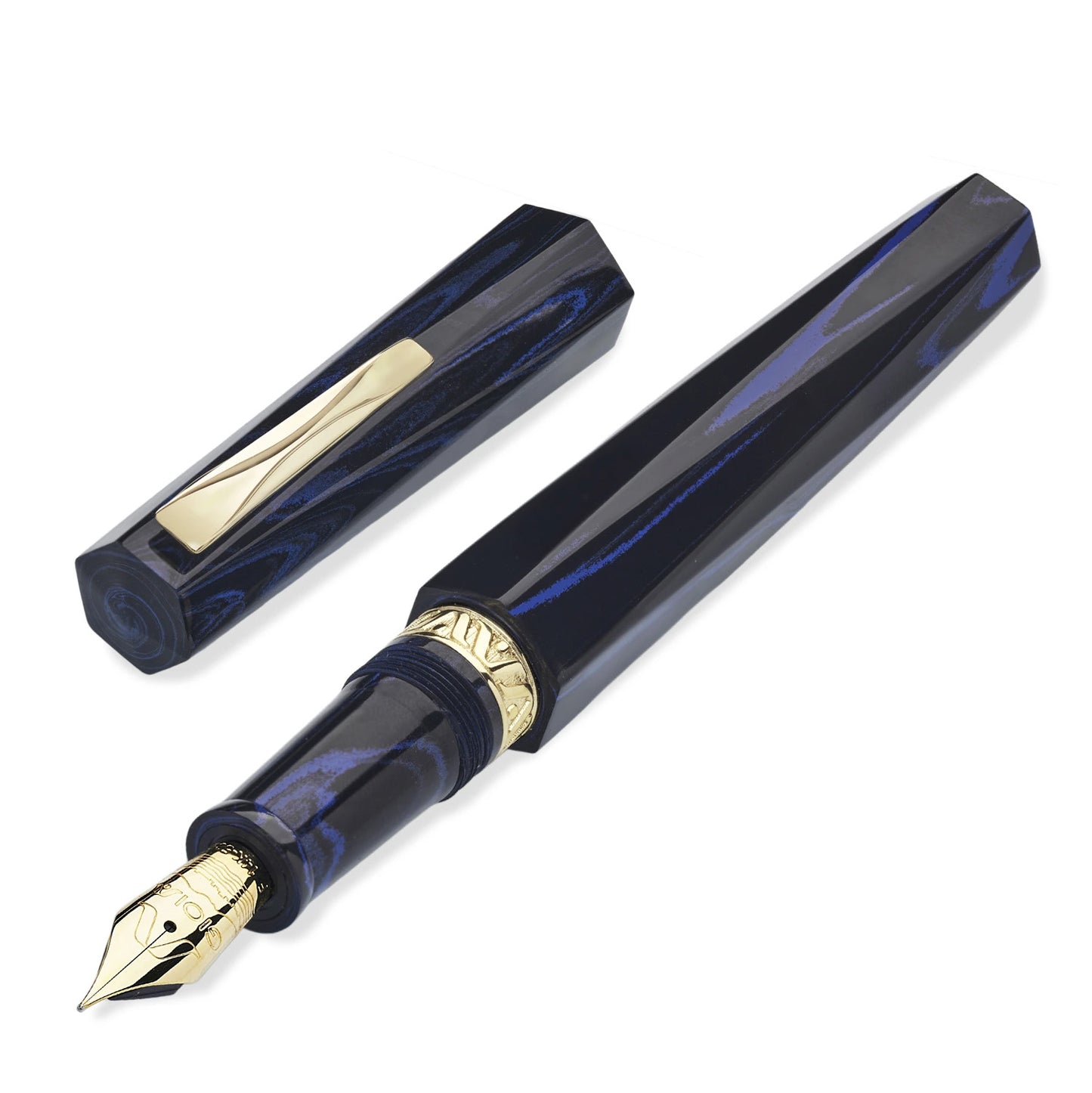 Gioia Sephora Fountain Pen - Nuit Ebonite - Gold Trim - 14k Nib made in italy