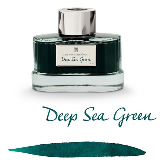 Graf Von Faber-Castell Fountain Pen Ink - 75 ml Bottle - Deep Sea Green Made in Germany