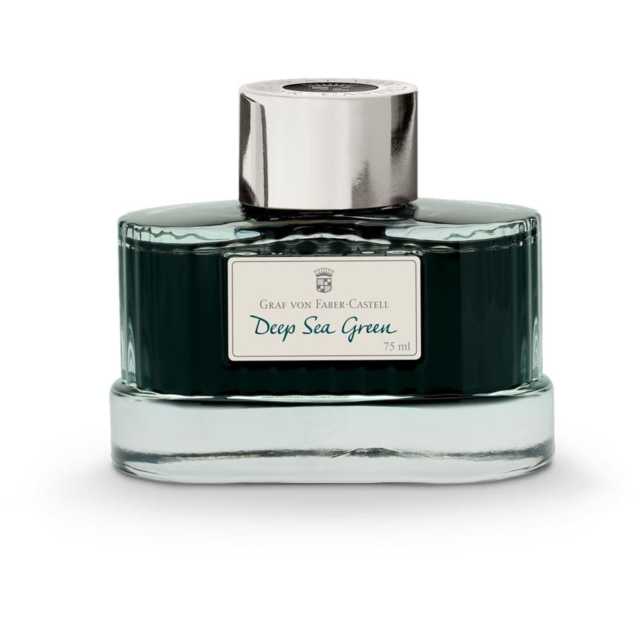 Graf Von Faber-Castell Fountain Pen Ink - 75 ml Bottle - Deep Sea Green Made in Germany bottle