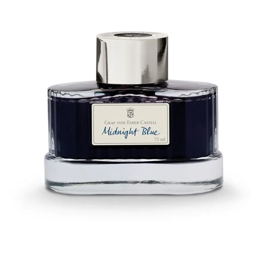 Graf Von Faber-Castell Fountain Pen Ink - 75 ml Bottle - Midnight Blue Bottle