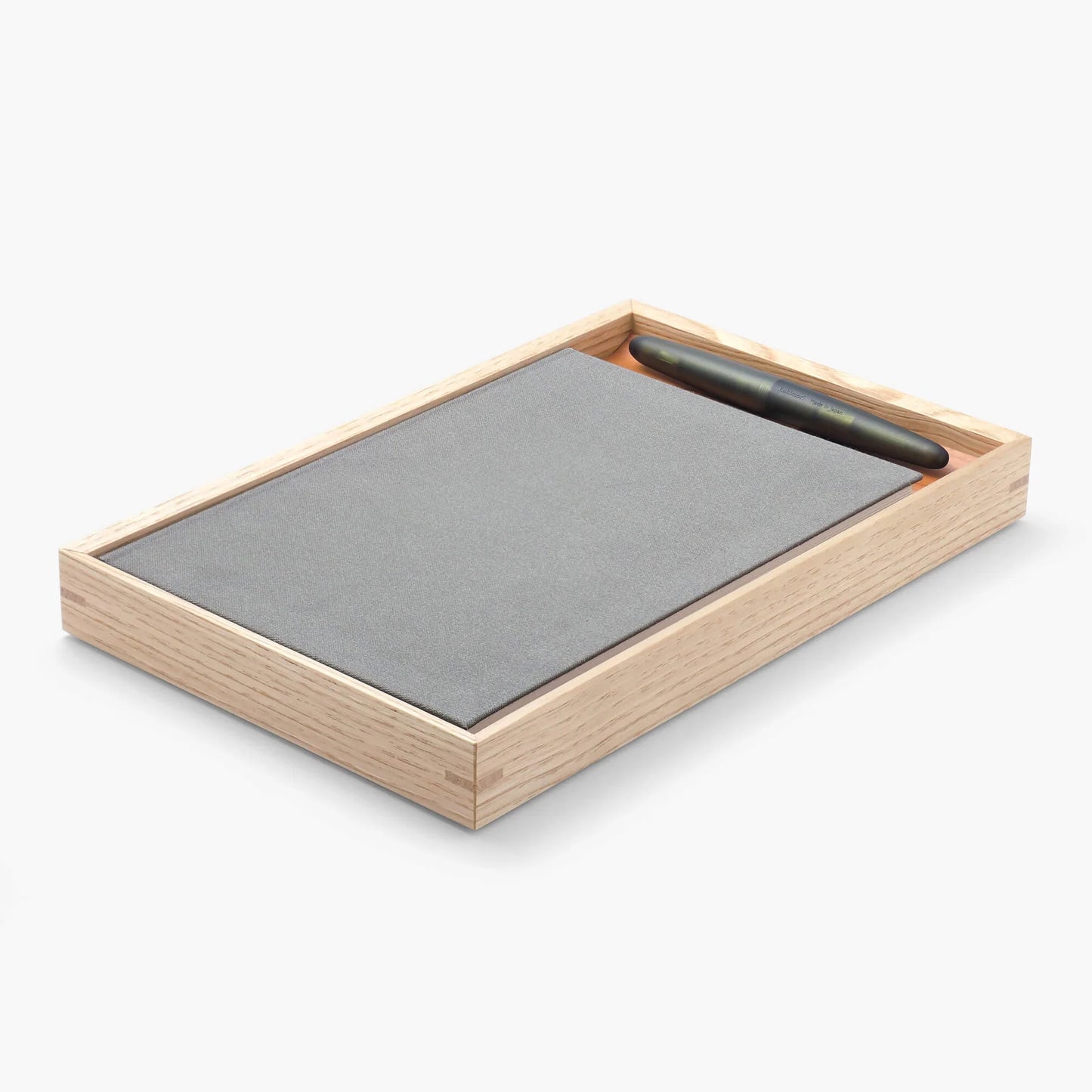 Kakimori Wood A5 Writing Tray Made in Japan with pen and notebook