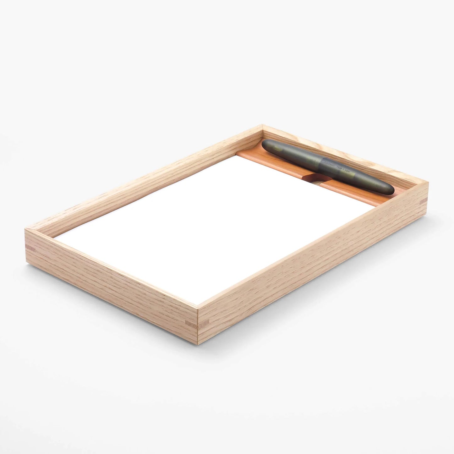 Kakimori Wood A5 Writing Tray Made in Japan with pen and paper