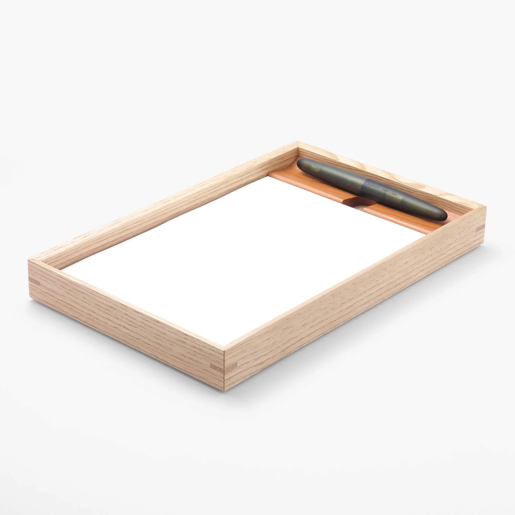Kakimori Wood A5 Writing Tray Made in Japan with pen and paper