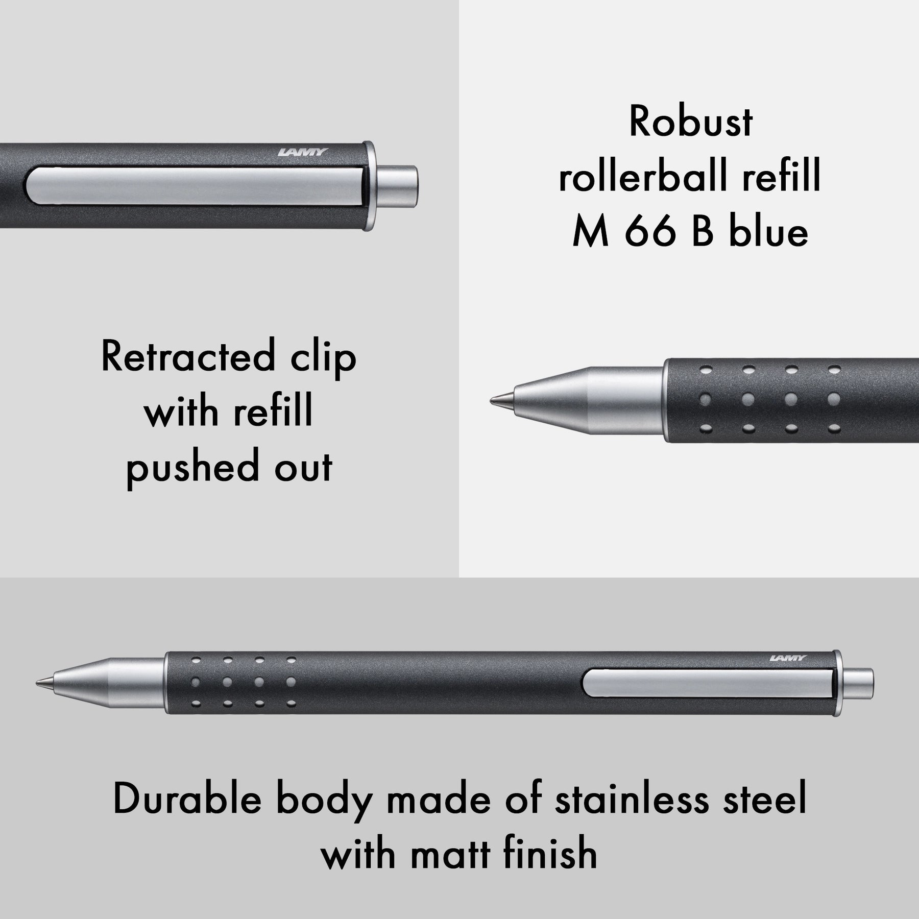 LAMY Swift Capless Rollerball - Anthracite - Made in Germany details