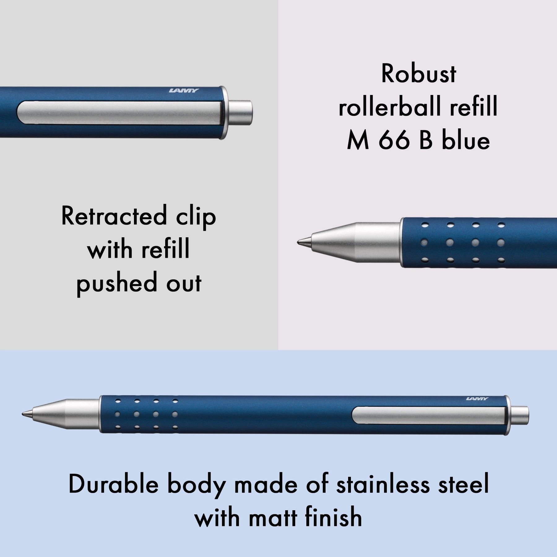 LAMY Swift Capless Rollerball - Imperial Blue - Made in Germany Details