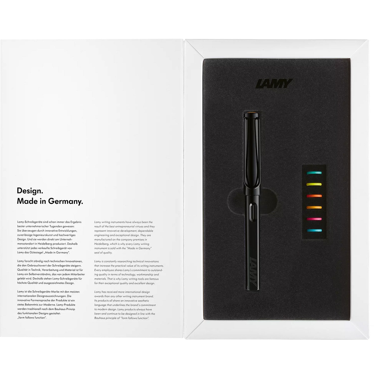 LAMY Safari Fountain Pen - Multicolor Set - Black - Special Edition - Made in Germany box