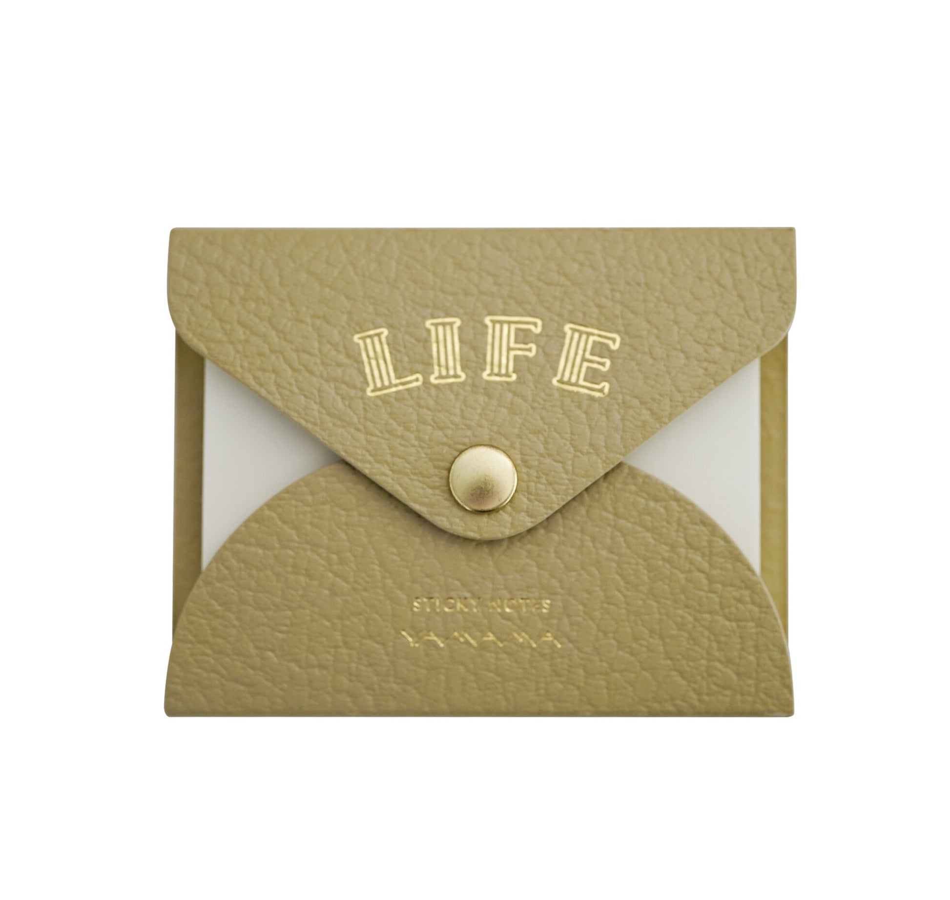 LIFE x Yamama Stationery Faux Leather Covered Sticky Notes - Beige - Blank - Made in Japan