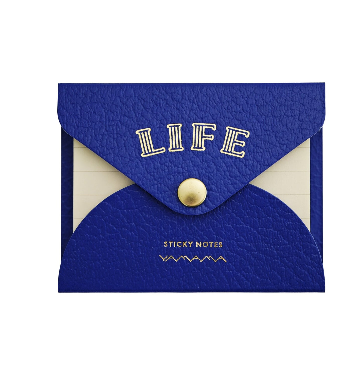 LIFE x Yamama Stationery Faux Leather Covered Sticky Notes - Blue - Ruled - Made in Japan