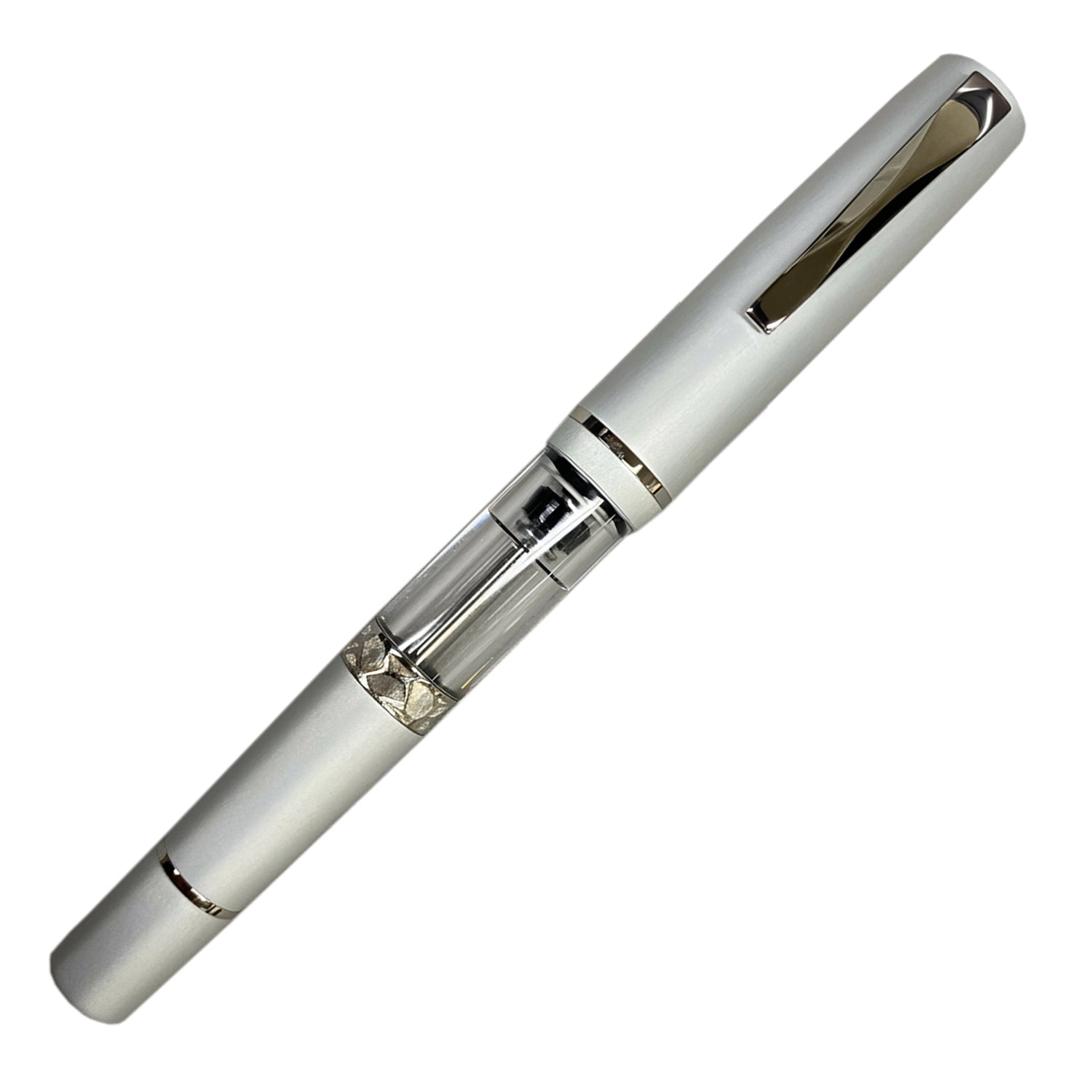 Gioia Luminosa Fountain Pen - Aluminum - Rhodium Trim Made in Italy capped