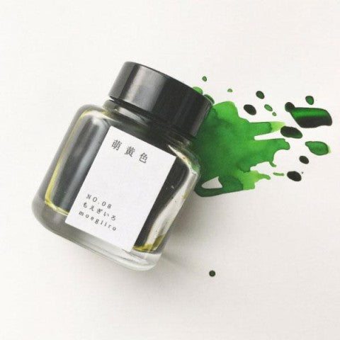 Tag Stationery Kyo No Oto Moegiiro No. 8 Fountain Pen Ink - 40 ml Bottle on paper