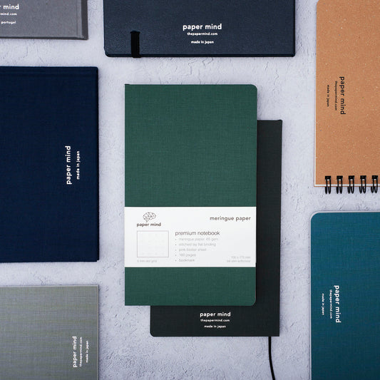 The Paper Mind Meringue Paper Notebook B6 Slim,  Notebook for Fountain Pens, with past notebooks