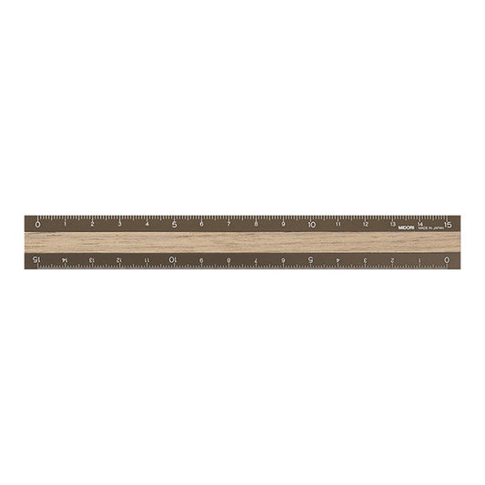 Midori Aluminum and Wood Ruler 15 cm - Brown x Dark Brown