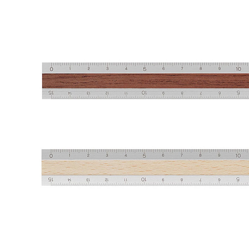 Light Brown Ruler Midori Aluminum and Wood Ruler 15 cm Silver x Light Brown Made in Japan ...