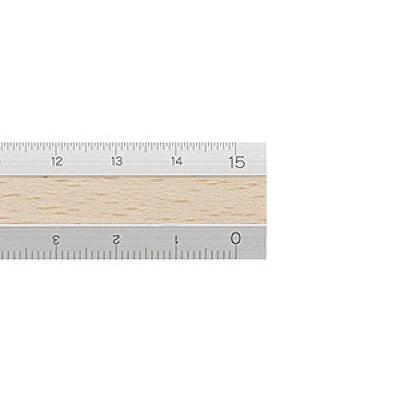 Midori Aluminum and Wood Ruler 15 cm - Silver x Light Brown