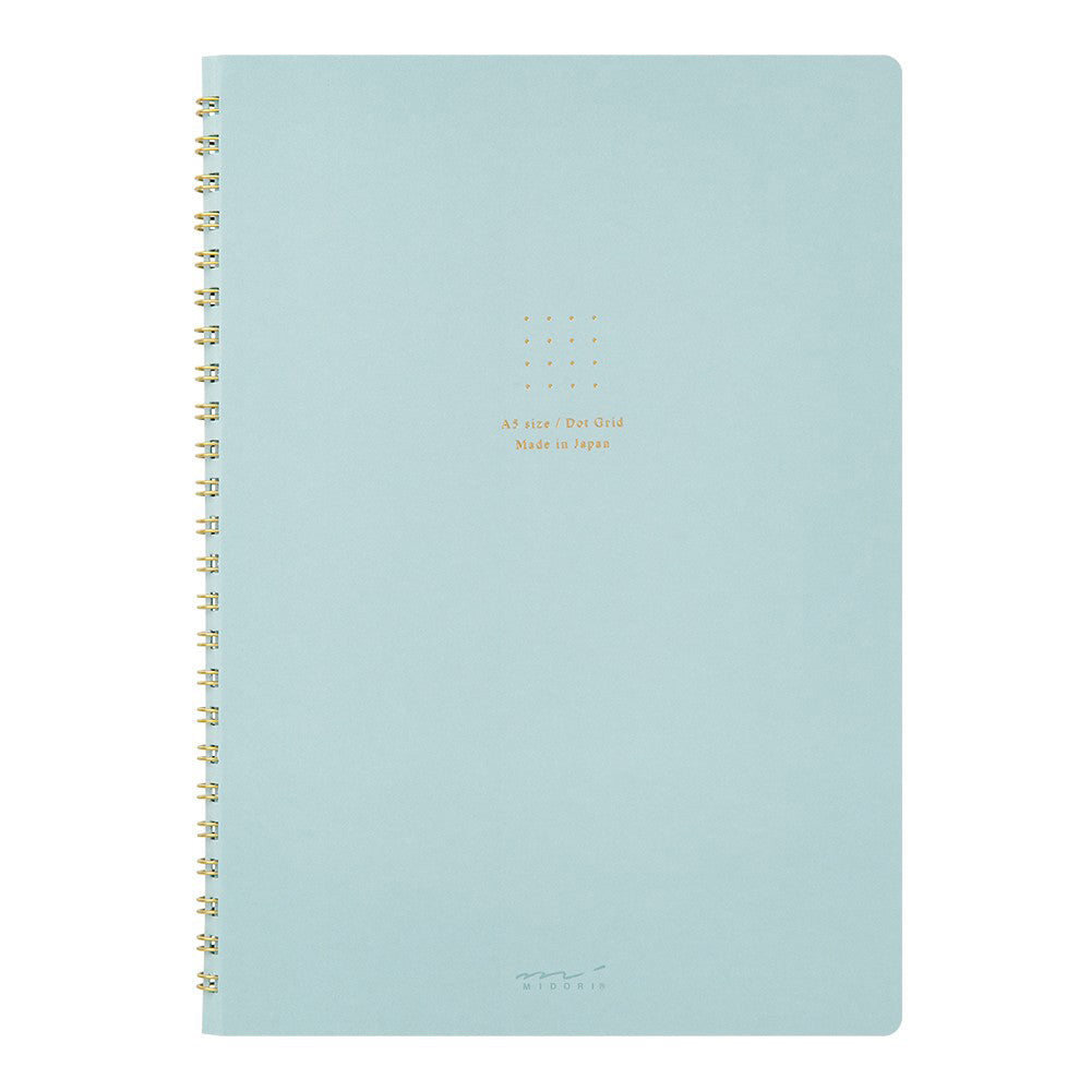 Midori Soft Color Ring Notebook - A5 - Dot Grid - Blue - Made in Japan