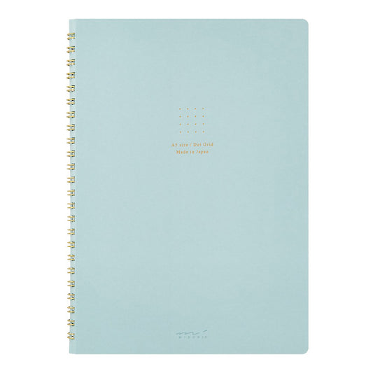 Midori Soft Color Ring Notebook - A5 - Dot Grid - Blue - Made in Japan