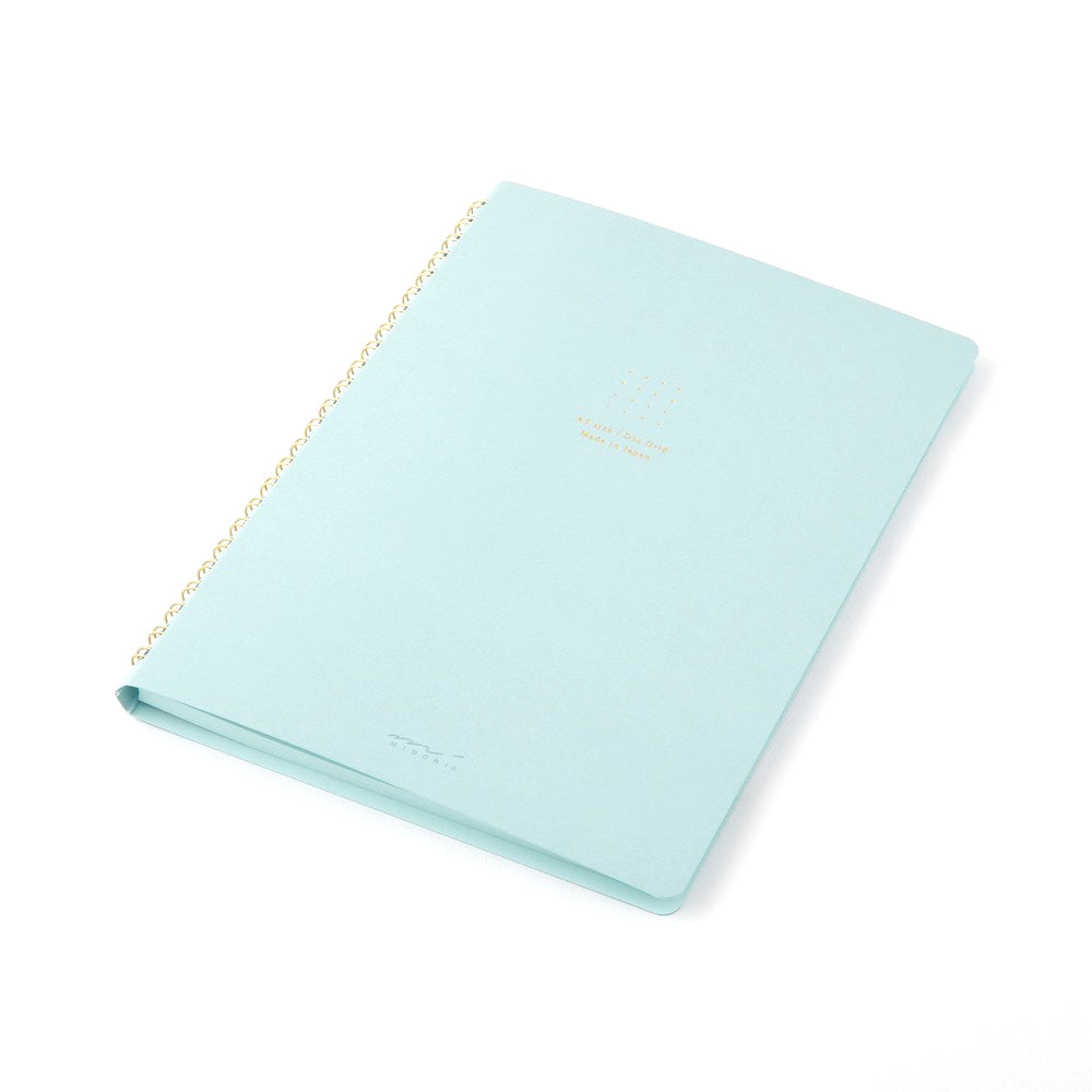 Midori Soft Color Ring Notebook - A5 - Dot Grid - Blue - Made in Japan angle