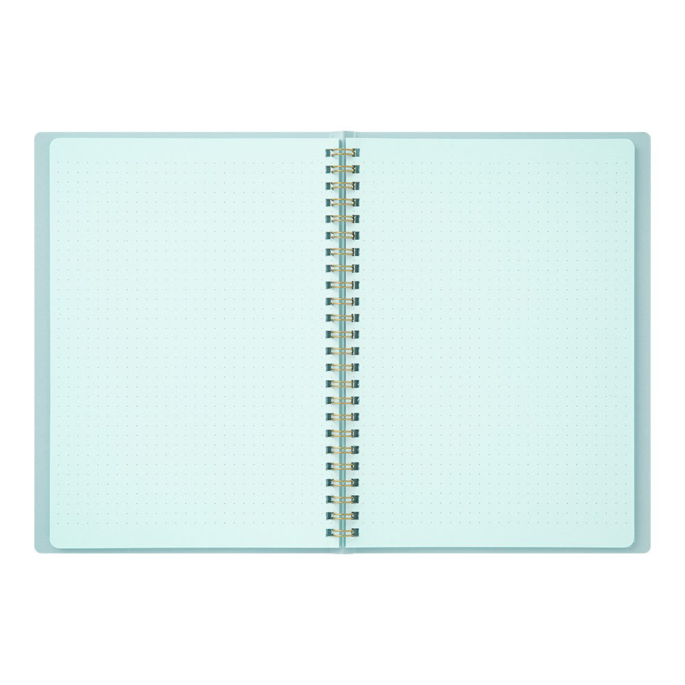 Midori Soft Color Ring Notebook - A5 - Dot Grid - Blue - Made in Japan open