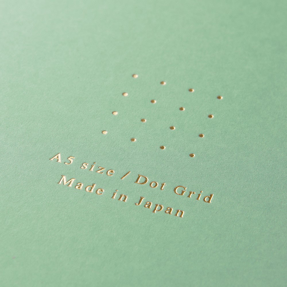 Midori Soft Color Ring Notebook - A5 - Dot Grid - Green Made in Japan foil detail