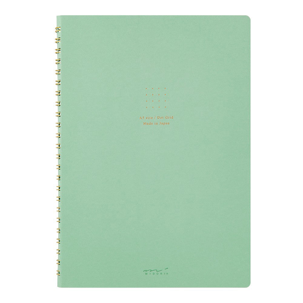 Midori Soft Color Ring Notebook - A5 - Dot Grid - Green Made in Japan