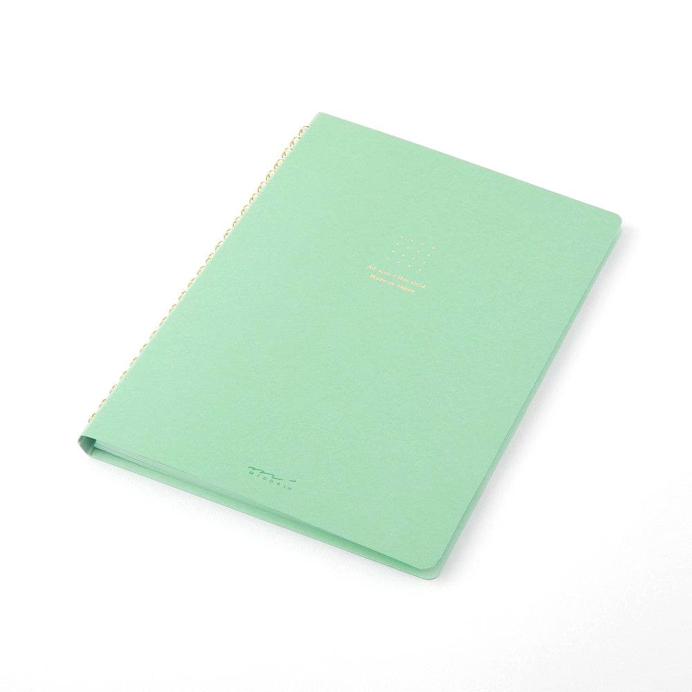 Midori Soft Color Ring Notebook - A5 - Dot Grid - Green Made in Japan angle