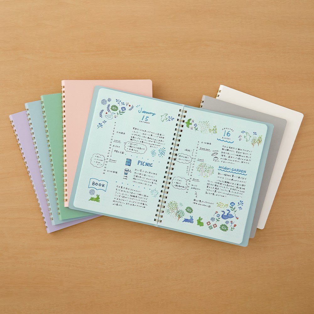 Midori Soft Color Ring Notebook - A5 - Dot Grid - Green Made in Japan lifestyle