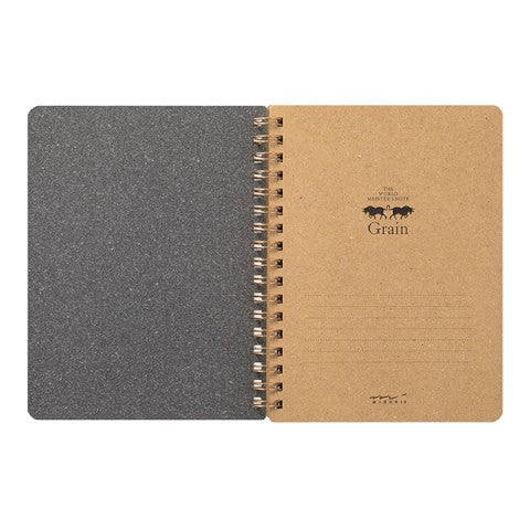 Midair Grain Ring Notebook World Meister's Note Leather B6 Black Open