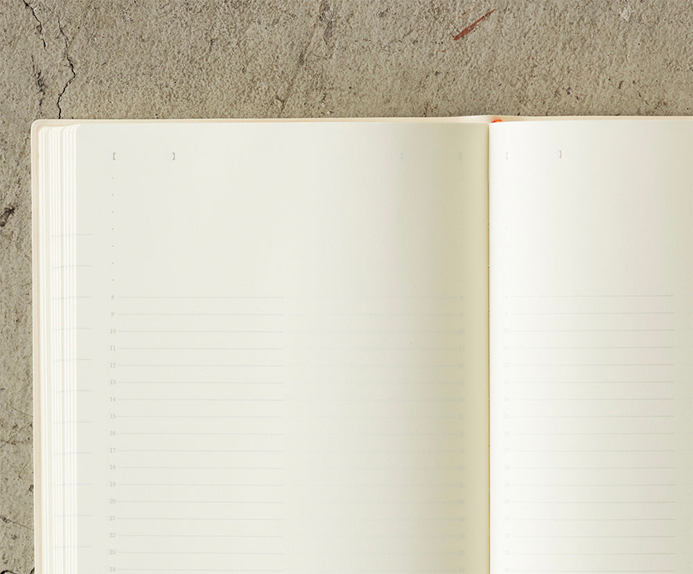 Midori MD Diary 2026 Calendar - 1 Day 1 Page - A5 - Made in Japan Daily Spread Detail