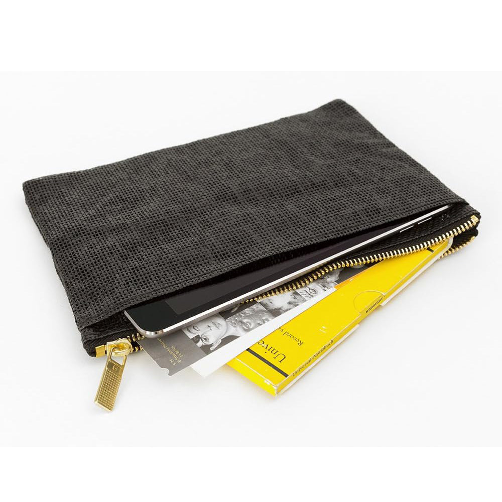 Midori PS Paper Code Pouch - Black - Made in Japan open lifestyle