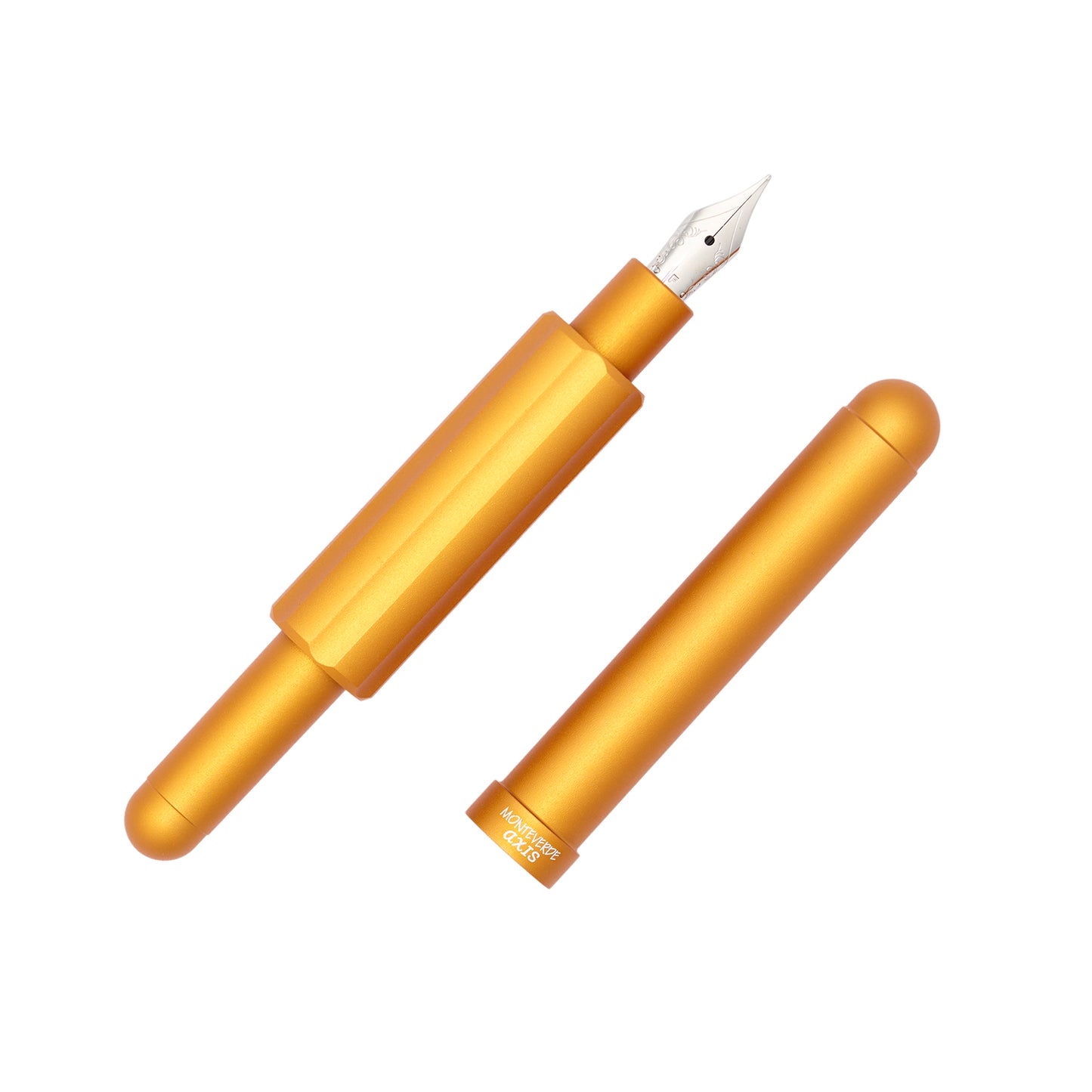 Monteverde Axis Aluminum Pocket Fountain Pen - Matte Orange uncapped