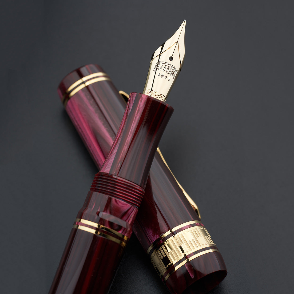 Nettuno Superba Celluloid Limited Edition Piston Fountain Pen - 14k Nib - Ruby - Made in Italy Lifestyle