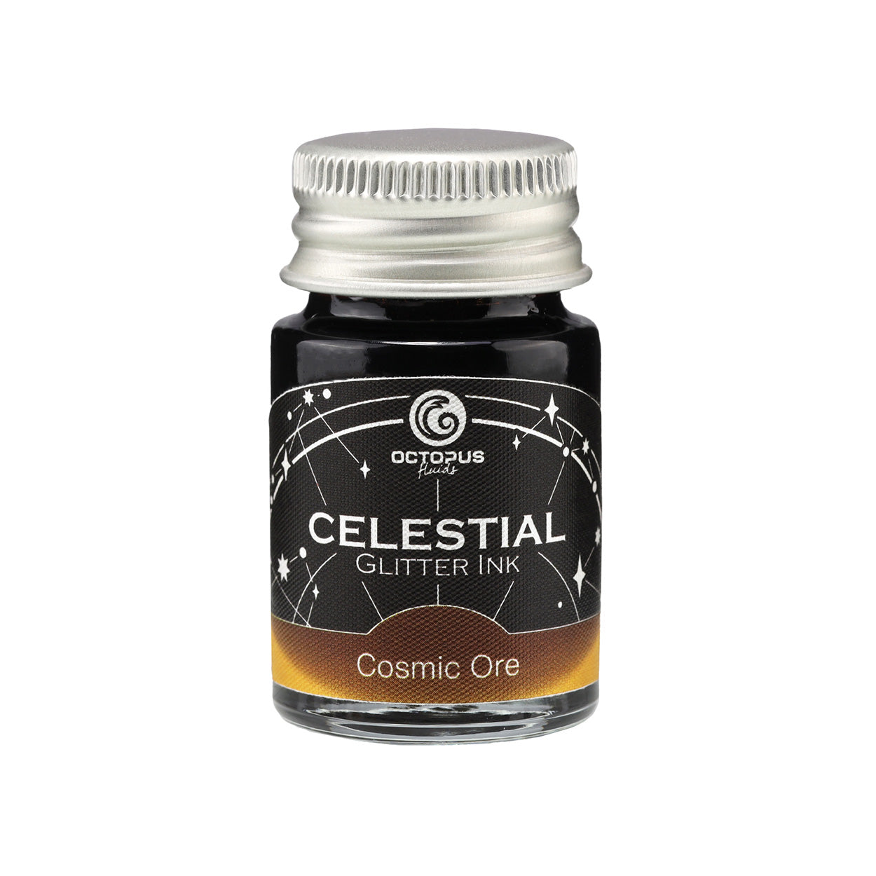 Octopus Fluids Celestial Glitter Shimmer Fountain Pen Ink - Cosmic Ore - Brown With Copper Shimmer - Made in Germany 10 ml bottle