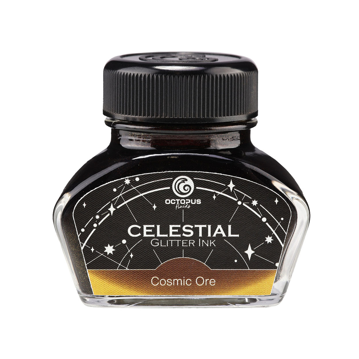 Octopus Fluids Celestial Glitter Shimmer Fountain Pen Ink - Cosmic Ore - Brown With Copper Shimmer - Made in Germany 30ml