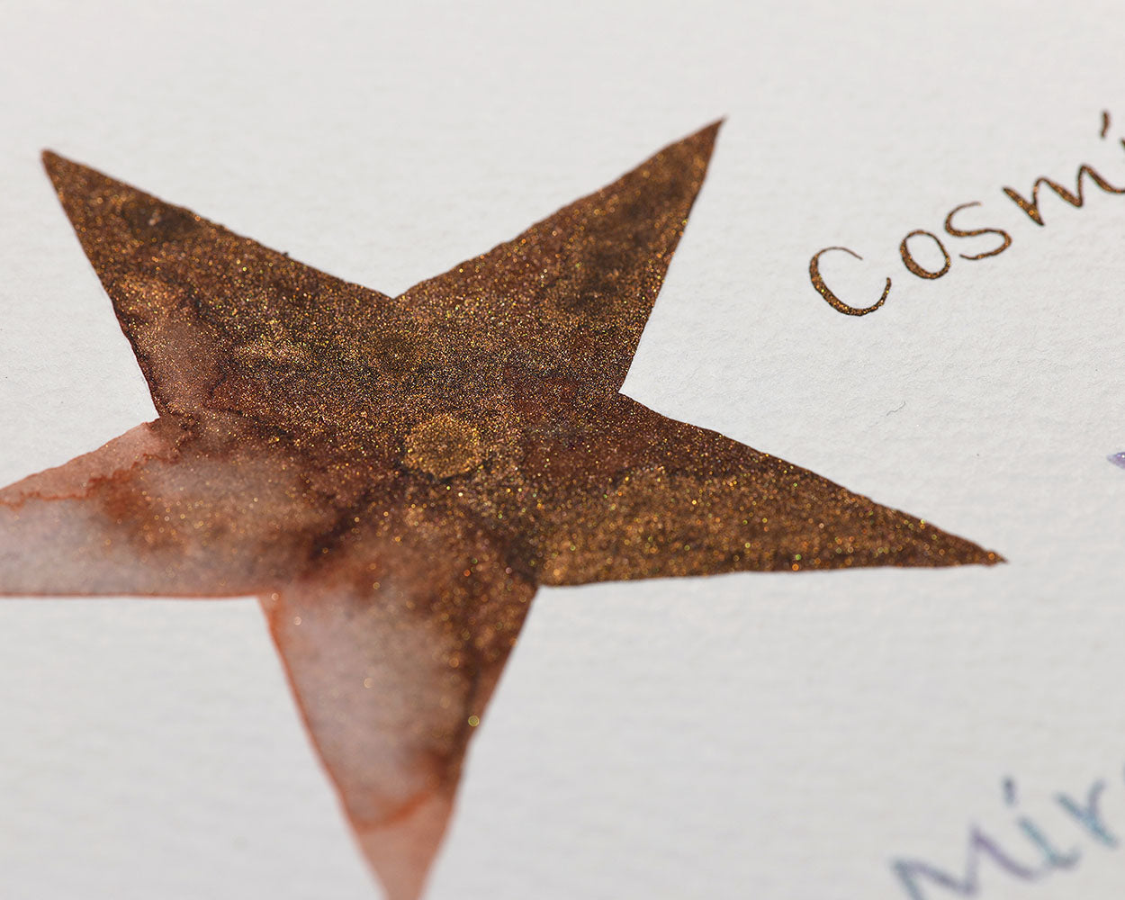 Octopus Fluids Celestial Glitter Shimmer Fountain Pen Ink - Cosmic Ore - Brown With Copper Shimmer - Made in Germany start swatch