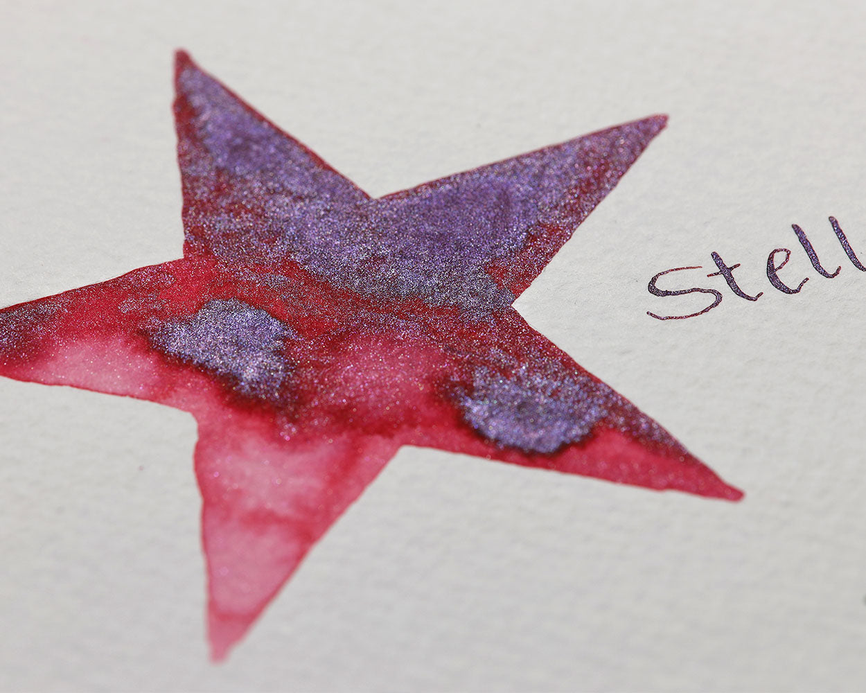 Octopus Fluids Celestial Glitter Shimmer Fountain Pen Ink - Stellar Flame - Red With Violet Shimmer - Made in Germany Star Swatch
