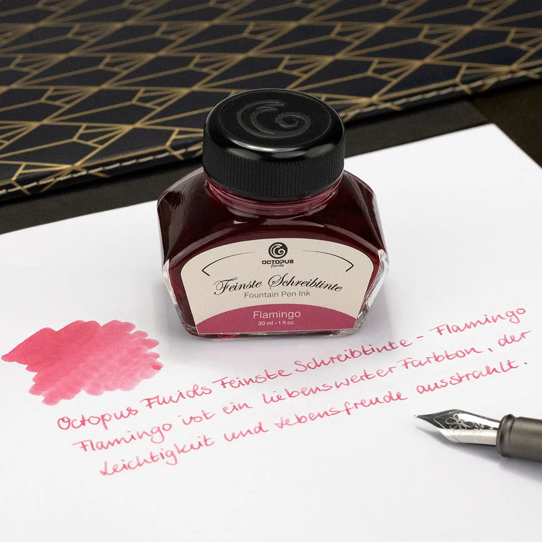 Octopus Fluids Fountain Pen Ink - 30 ml Bottle - Flamingo Pink -  Made in Germany bottle
