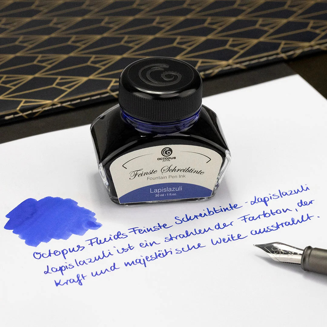 Octopus Fluids Fountain Pen Ink - 30 ml Bottle - Lapislazuli Blue -  Made in Germany bottle