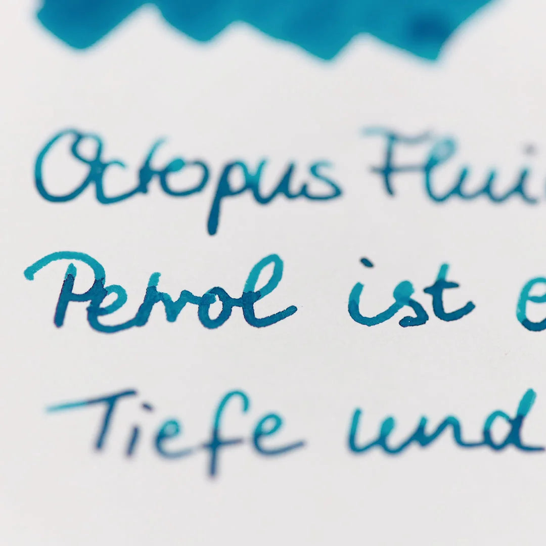 Octopus Fluids Fountain Pen Ink - 30 ml Bottle - Petrol Blue - Made in Germany writing sample 2