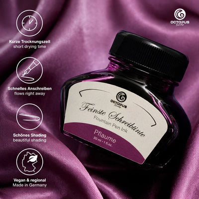 Octopus Fluids Fountain Pen Ink - 30 ml Bottle - Pflaume Plum Purple - Made in Germany